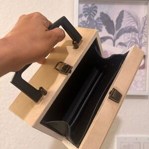 Vtg. Wood/leather Purse. 60s 70s Style. Box Purse 8" Long 4" Wide